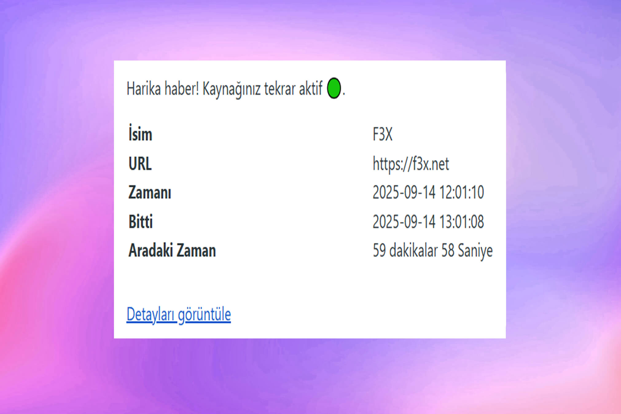 Screenshot der E-Mail-Benachrichtigungsfunktion der App